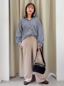 「Elura（エルーラ）のアイロンいらずレギュラーシャツ/1067304（シャツ/ブラウス、その他）」を使った、suzuyuuさん（レディース・159cm）の秋コーディネート