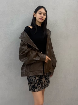 「MURUA（ムルーア）のアイテム（ブルゾン）」を使った、ELENさん（レディース・166cm）の秋コーディネート