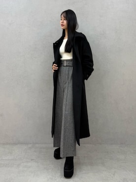 「アイテム（ステンカラーコート）」を使った、ELENさん（レディース・166cm）の秋コーディネート
