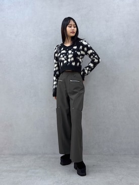 「MURUA（ムルーア）のアイテム（パンツ）」を使った、ELENさん（レディース・166cm）の秋コーディネート
