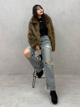 「アイテム（ステンカラーコート）」を使った、ELENさん（レディース・166cm）の秋コーディネート