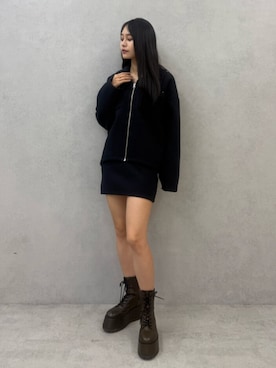 「MURUA（ムルーア）のアイテム（ブルゾン）」を使った、ELENさん（レディース・166cm）の秋コーディネート