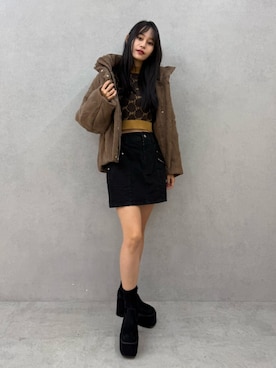 「MURUA（ムルーア）のアイテム（ブルゾン）」を使った、ELENさん（レディース・166cm）の秋コーディネート