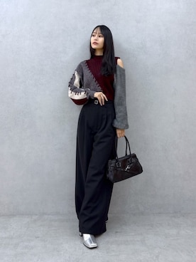 「MURUA（ムルーア）のアイテム（パンツ）」を使った、ELENさん（レディース・166cm）の秋コーディネート
