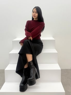 「MURUA（ムルーア）のアイテム（スカート）」を使った、ELENさん（レディース・166cm）の秋コーディネート