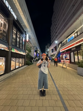 「アイテム（デニムスカート）」を使った、hetong22さん（レディース・154cm）の秋コーディネート