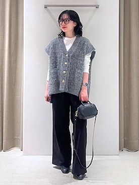 「BARNYARDSTORM（バンヤードストーム）のBARNYARDSTORM / ウォームツイルストレッチワイドパンツ / ハンドウォッシャブル【吸湿発熱】（その他パンツ）」を使った、りりなさん（レディース・153cm）の秋コーディネート