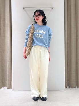 「BARNYARDSTORM（バンヤードストーム）のBARNYARDSTORM / ウォームツイルストレッチワイドパンツ / ハンドウォッシャブル【吸湿発熱】（その他パンツ）」を使った、りりなさん（レディース・153cm）の秋コーディネート