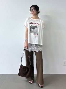 「BARNYARDSTORM（バンヤードストーム）のアイテム」を使った、りりなさん（レディース・153cm）の夏コーディネート