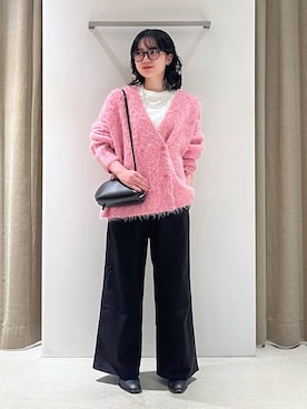 「BARNYARDSTORM（バンヤードストーム）のBARNYARDSTORM / ウォームツイルストレッチワイドパンツ / ハンドウォッシャブル【吸湿発熱】（その他パンツ）」を使った、りりなさん（レディース・153cm）の秋コーディネート