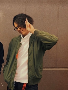 「GAP（ギャップ）のアイテム（MA-1）」を使った、KAIさん（メンズ・174cm）の秋コーディネート