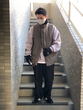 「ザノースフェイス」｜「アイテム（スウェット）」を使った、50tatsuyaさん（メンズ・175cm）の冬コーディネート