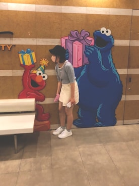 「Honeys（ハニーズ）のアイテム（トップス、ブルー系）」を使った、saraさん（レディース・153cm）の春コーディネート