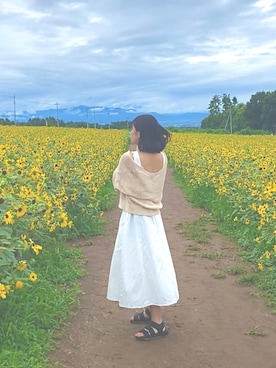 「JUNOAH（ジュノア）のアイテム（ジャンパースカート）」を使った、saさん（レディース・154cm）の夏コーディネート