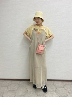 「Kastane（カスタネ）のクローシュHAT（ハット）」を使った、momocoさん（レディース・155cm）の春コーディネート