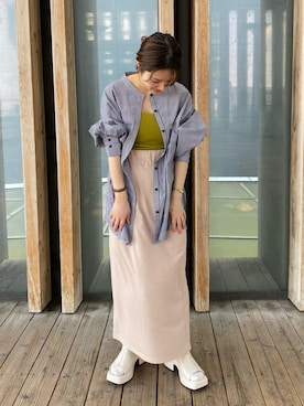 「Kastane（カスタネ）のカップ付きブラキャミ（キャミソール）」を使った、momocoさん（レディース・155cm）の春コーディネート