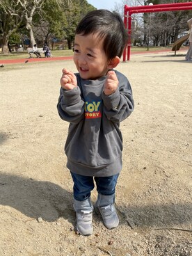 「Right-on（ライトオン）のアイテム（スウェット）」を使った、harukiさん（キッズ・70cm）の春コーディネート