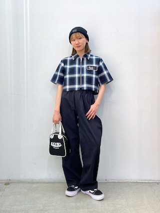 X-girl（エックスガール）の「X-girl × Peels PLAID ZIP UP CROPPED