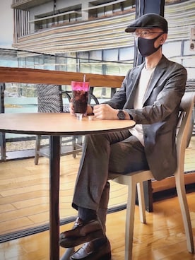 「FOLLOW（フォロー）のアイテム」を使った、菊地武雄さん（メンズ・170cm）の冬コーディネート