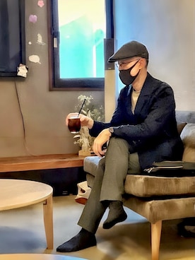 「COMME CA ISM（コムサイズム）のアイテム（バッグ）」を使った、菊地武雄さん（メンズ・170cm）の冬コーディネート