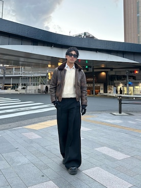 「VERSACE（ヴェルサーチ）のアイテム」を使った、Kyosukeさん（メンズ・175cm）の冬コーディネート