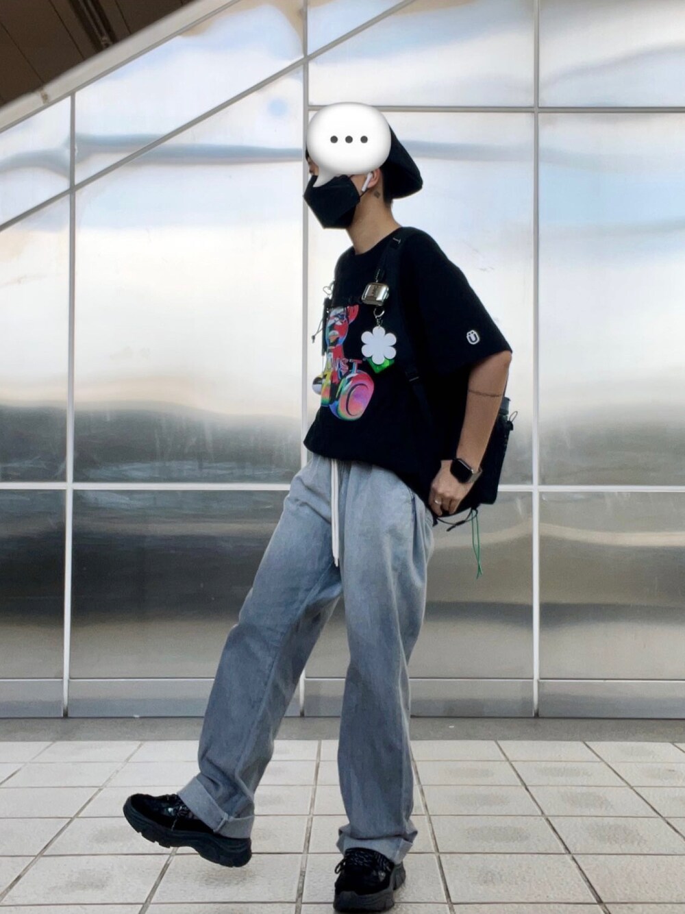 「ootd、thisisneverthat、wigglewiggle、istkunst、nerdy」｜「NERDYのアイテム（スニーカー、ブラック系）」を使った、n0v0neさん（メンズ・159cm）の夏コーディネートの1枚目の写真