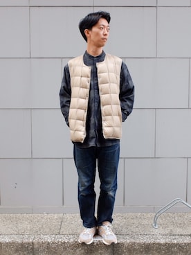 「ネルシャツ」｜「アイテム（グリーン系）」を使った、ARAIさん（メンズ・165cm）の秋コーディネート