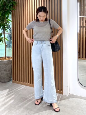 「アイテム（ニット/セーター、シルバー系）」を使った、natsumiさん（レディース・166cm）の春コーディネート