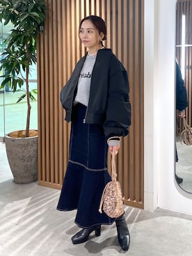 「FREE'S MART（フリーズマート）のアイテム（MA-1）」を使った、natsumiさん（レディース・166cm）の冬コーディネート