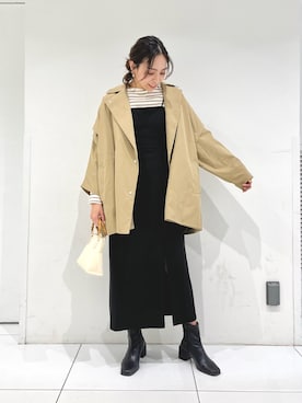 「春ニット」｜「アイテム（トレンチコート）」を使った、natsumiさん（レディース・166cm）の冬コーディネート