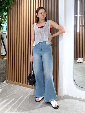 「アイテム（ベスト、シルバー系）」を使った、natsumiさん（レディース・166cm）の夏コーディネート