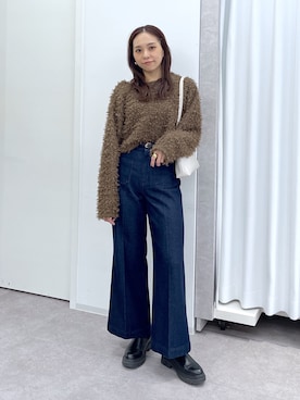 「FREE'S MART（フリーズマート）のフロントポケットソフトバギーデニム（デニムパンツ）」を使った、natsumiさん（レディース・166cm）の秋コーディネート