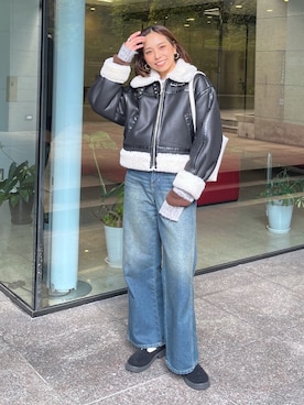 「FREE'S MART（フリーズマート）の◆マルチボーダー短丈ニット（ニット/セーター）」を使った、natsumiさん（レディース・166cm）の秋コーディネート