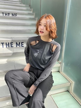 「ラグランTシャツ」｜「アイテム（スラックス）」を使った、satocondoriaさん（レディース・176cm）の春コーディネート