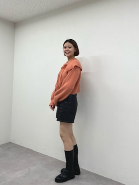 「襟付きトップス」｜「アイテム（ブーツ）」を使った、satocondoriaさん（レディース・176cm）の冬コーディネート