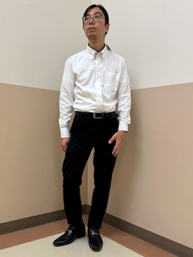 「アイテム（ビジネスシャツ、ホワイト系）」を使った、TOKYO SHIRTS橿原店さん（メンズ・173cm）の秋コーディネート