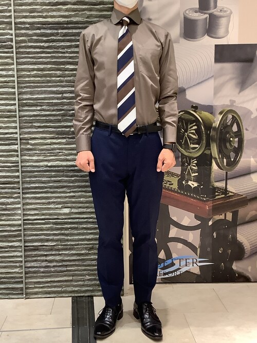 BRICK HOUSE by Tokyo Shirts 橿原イオンモールTOKYO SHIRTS橿原店さんのビジネスシャツ「形態安定ノーアイロン ラウンド衿 長袖ビジネスワイシャツ(TOKYO SHIRTS|トウキョウシャツ)」を使ったコーディネート