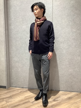 「アイテム（マフラー）」を使った、TOKYO SHIRTS橿原店さん（メンズ・172cm）の冬コーディネート