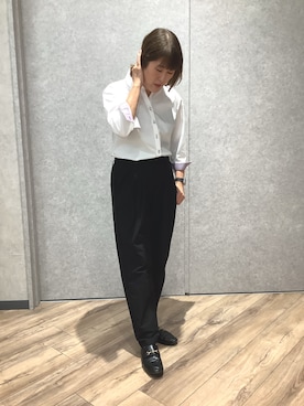 「アイテム（ビジネスシャツ）」を使った、TOKYO SHIRTS橿原店さん（レディース・155cm）の夏コーディネート