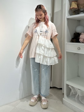「merry jenny（メリージェニー）のアイテム（ニットキャップ/ビーニー）」を使った、yunaさん（レディース・169cm）の夏コーディネート