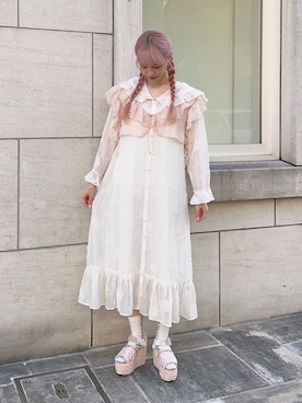 「シアーワンピース」｜「アイテム（その他シューズ）」を使った、yunaさん（レディース・169cm）の夏コーディネート