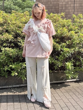 「merry jenny（メリージェニー）のアイテム（スウェットパンツ）」を使った、yunaさん（レディース・169cm）の春コーディネート
