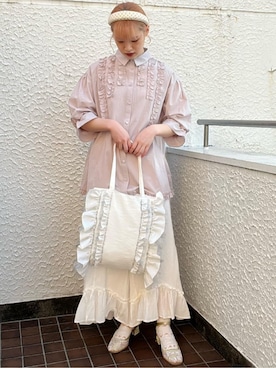 「アイテム（パンプス、グリーン系）」を使った、yunaさん（レディース・169cm）の春コーディネート