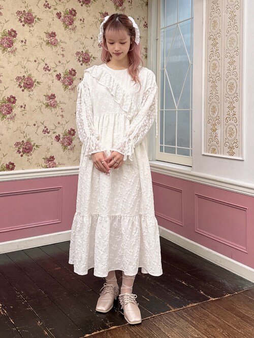 セール】flowerドロストスリーブワンピース（ワンピース