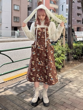 「アイテム（ジャンパースカート）」を使った、yunaさん（レディース・169cm）の夏コーディネート