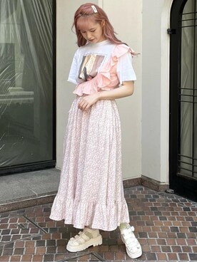 「アイテム（チャーム、ピンク系）」を使った、yunaさん（レディース・169cm）の春コーディネート