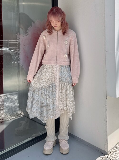 floralイレギュラーヘムミディスカート（スカート）｜merry