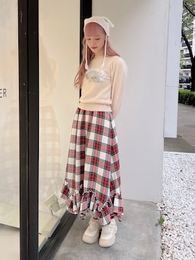 「merry jenny（メリージェニー）のアイテム（ニットキャップ/ビーニー）」を使った、yunaさん（レディース・169cm）の秋コーディネート