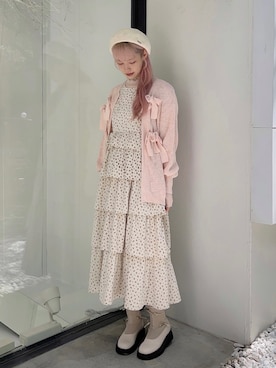 「merry jenny（メリージェニー）のアイテム（ジャンパースカート）」を使った、yunaさん（レディース・169cm）の秋コーディネート