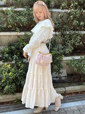 「アイテム（パンプス、グリーン系）」を使った、yunaさん（レディース・169cm）の春コーディネート